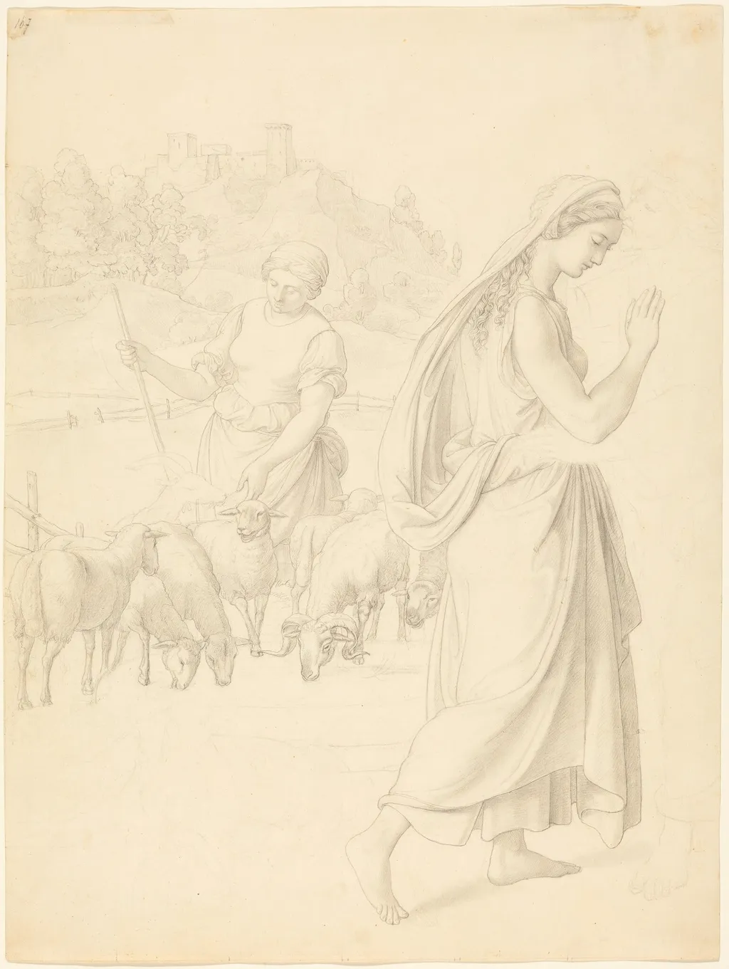 The Meeting of Jacob and Rachel, by Josef von Führich, graphite, 1829