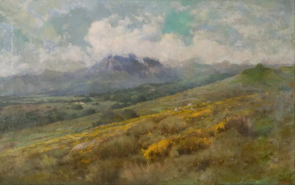 Landscape, by Josep Berga i Boix, oil, 1885