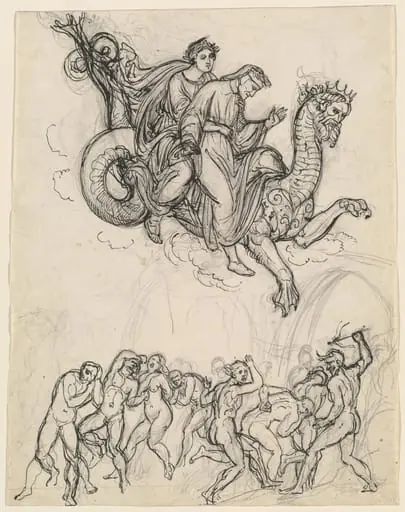 Dante and Virgil Riding on the Back of Geryon, by Joseph Anton Koch