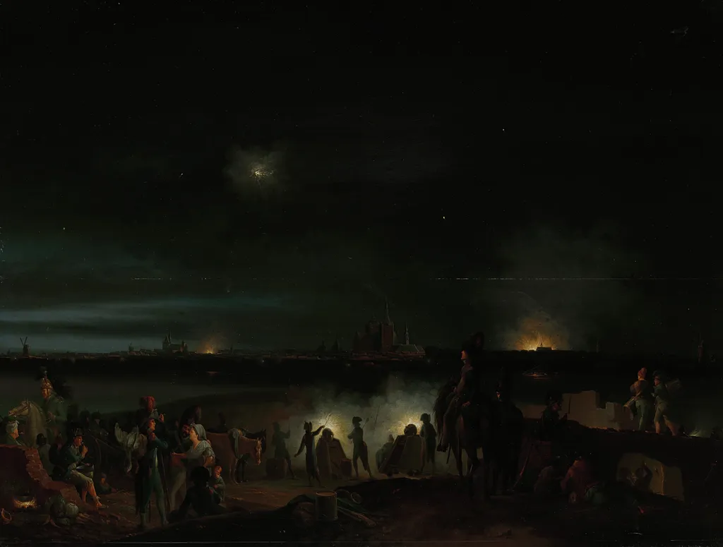 The Shelling of ’s-Hertogenbosch by the French, by Joseph August Knip, oil, 1800