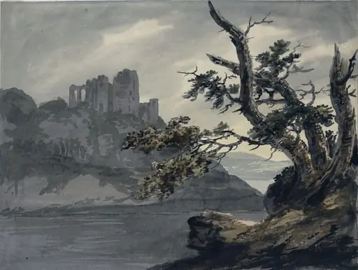 Ruined Castle near a River, by Joseph Barber