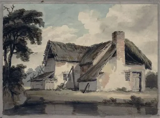 Thatched Cottage near a Pond, by Joseph Barber