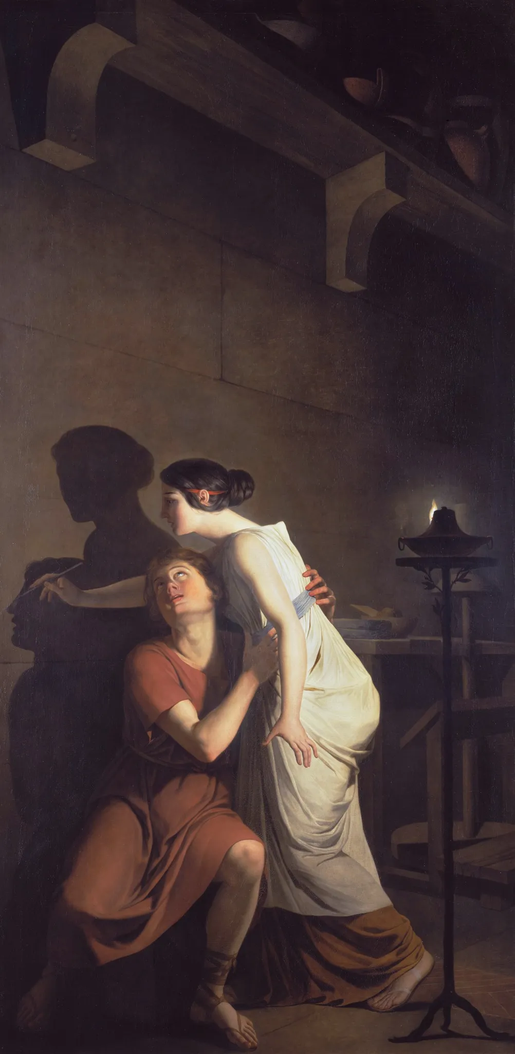 The invention of the art of drawing, by Joseph-Benoît Suvée, oil, 1796
