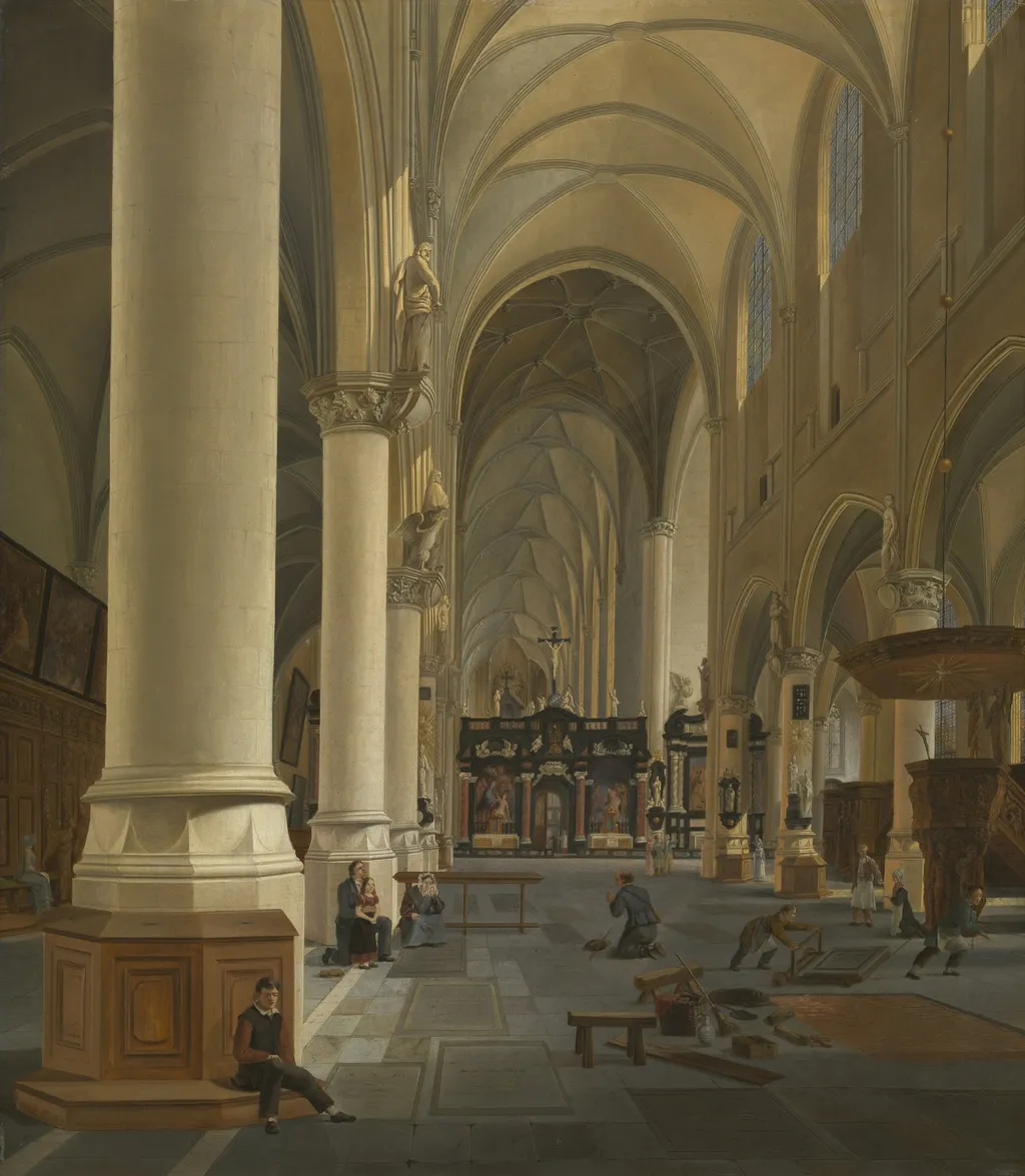 Interior of St. Paul's Church in Antwerp, by Joseph-Chrétien Nicolié, oil, 1825