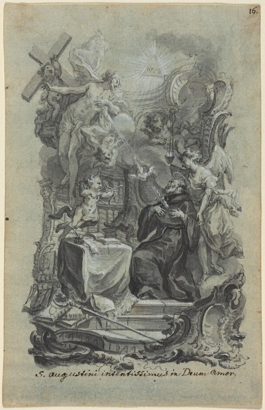 Saint Augustine's Zealous Love of God, by Joseph Christ, ink, 1760