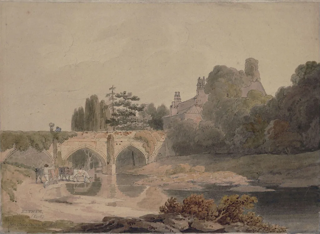 Eltham bridge, Kent, by Joseph Clarendon Smith, paint, 1803