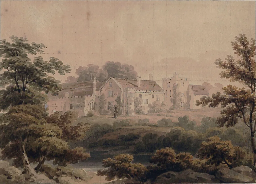 Pooley Hall, Warwickshire, by Joseph Clarendon Smith, watercolor, 1803