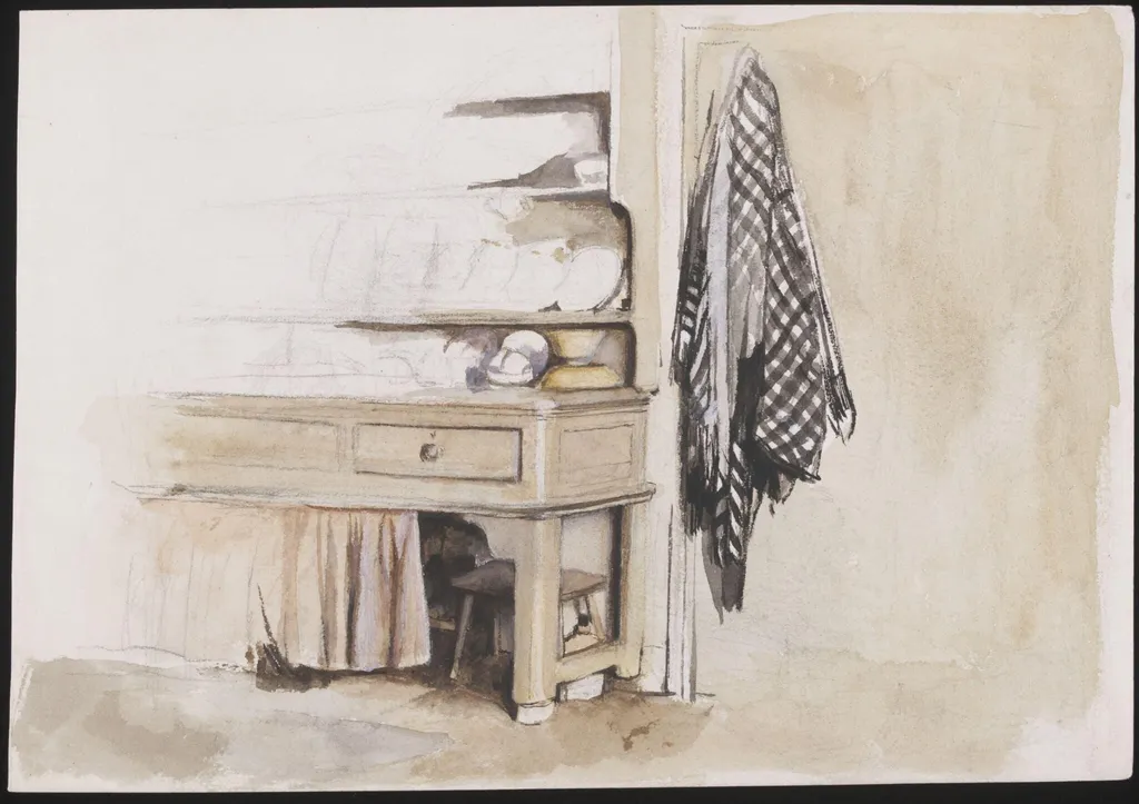 A Welsh dresser, by Joseph Clark, watercolor, 1850