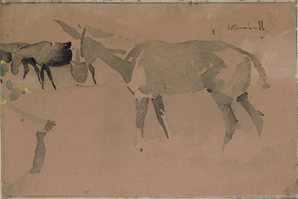 Donkeys, by Joseph Crawhall, watercolor, 1900