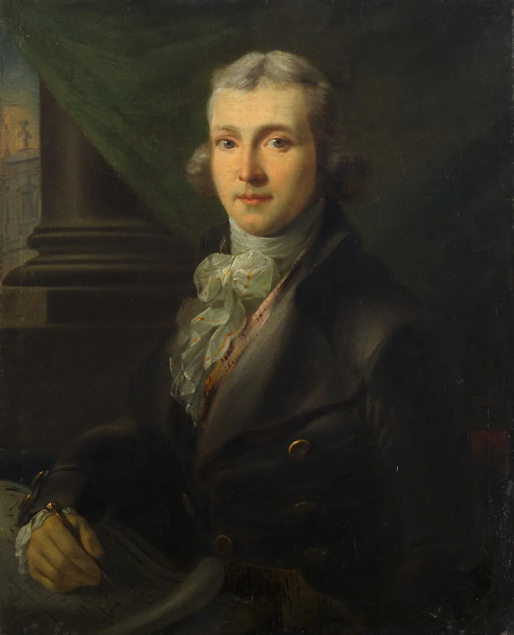 Bildnis eines jungen Architekten, by Joseph Dorffmeister, color, 1750