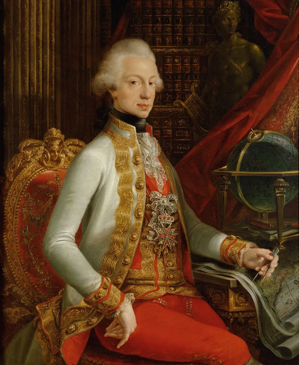 Portrait of Ferdinand III, Archduke of Austria and Grand Duke of Tuscany (1769-1824) sitting in his library, by Joseph Dorffmeister, oil, 1799
