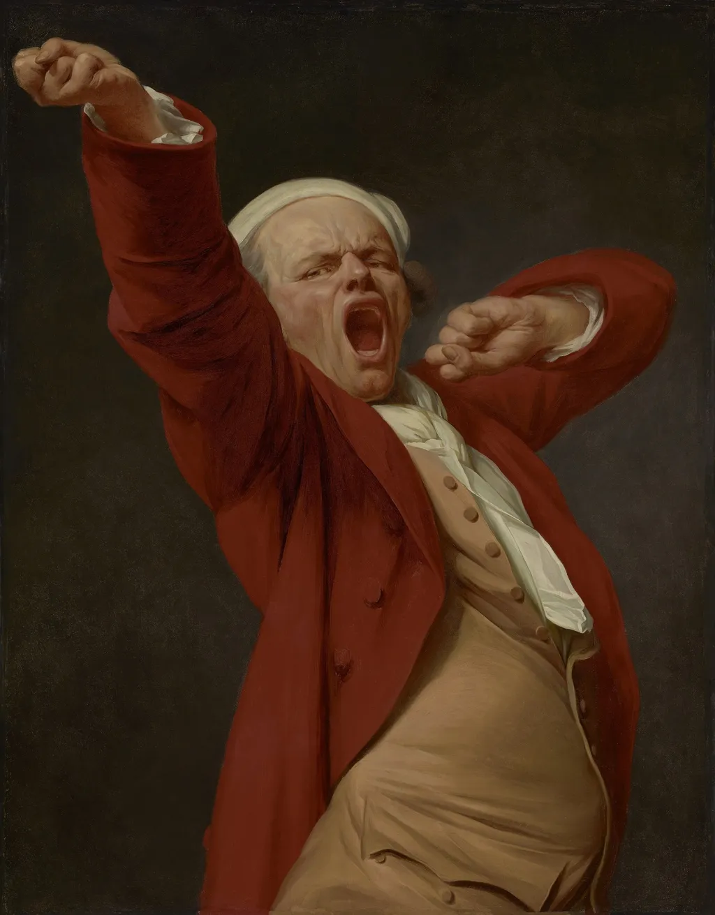 Self-Portrait, Yawning, by Joseph Ducreux, oil, 1792