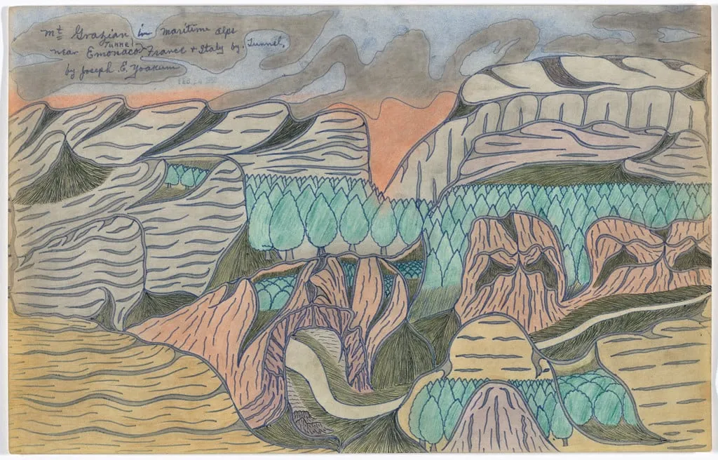 Untitled, by Joseph E. Yoakum, graphite, 1958