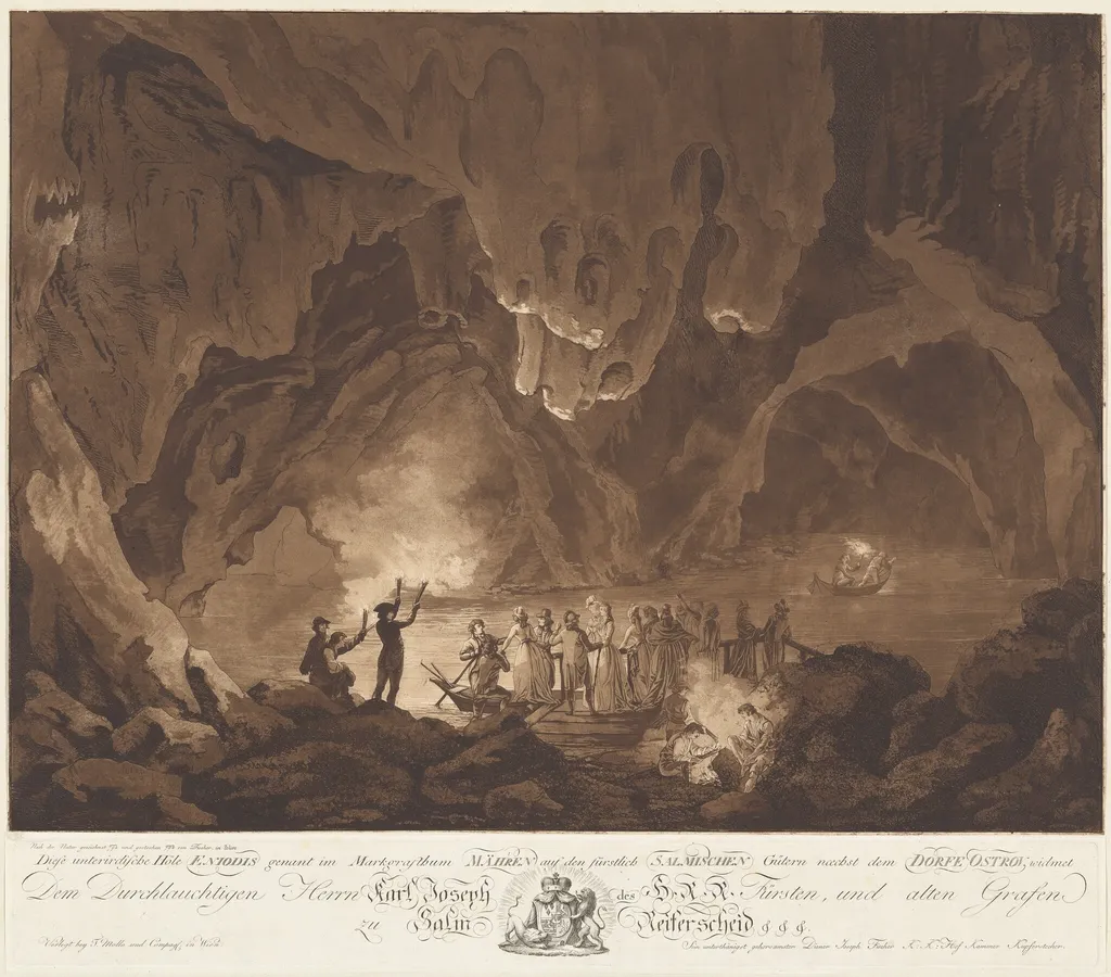 Boating Party in an Underground Cave, by Joseph Fischer, ink, 1794