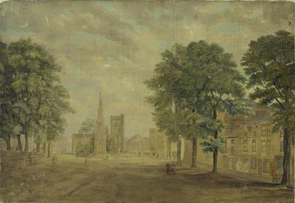 View in St Giles, Oxford, looking South, by Joseph Fisher, oil, 1805