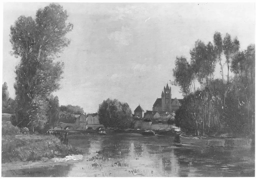 View of Moret, France, by Joseph Foxcroft Cole, oil, 1872
