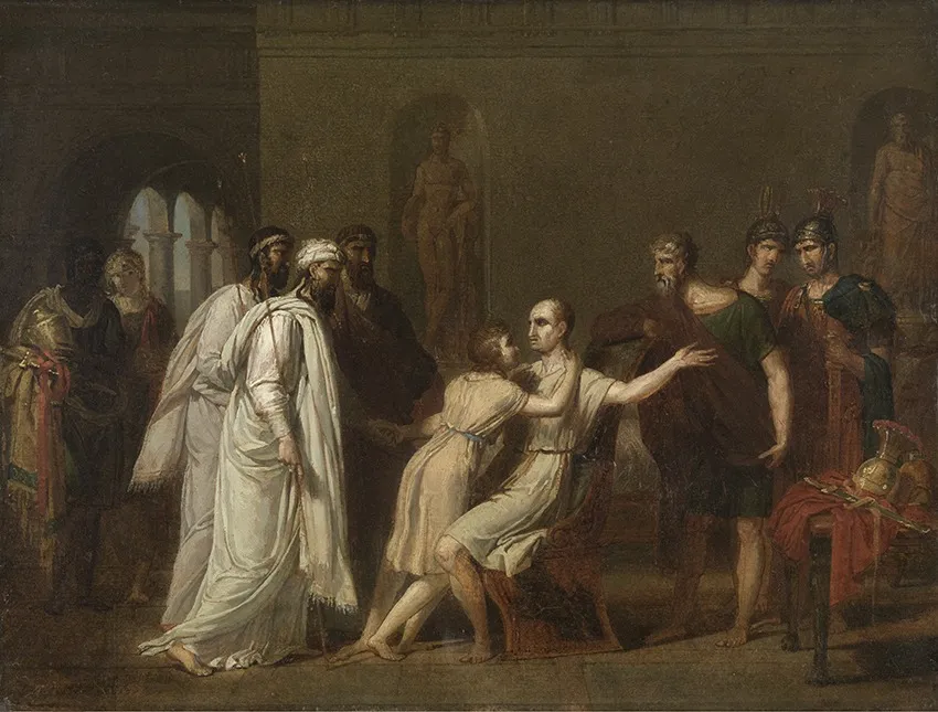 Terugkeer van Scipio's zoon, by Joseph-François Ducq, oil, 1800