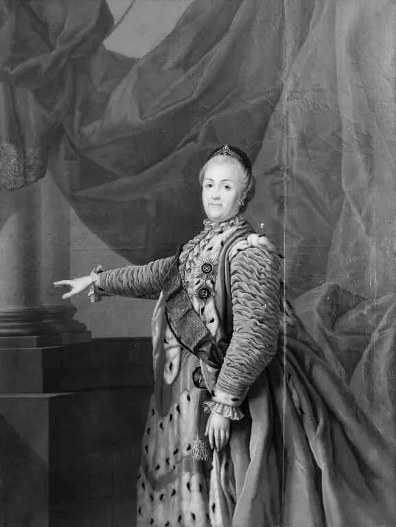 Portrait of Empress Catharine II of Russia, by Joseph Friedrich August Darbes, oil, 1774