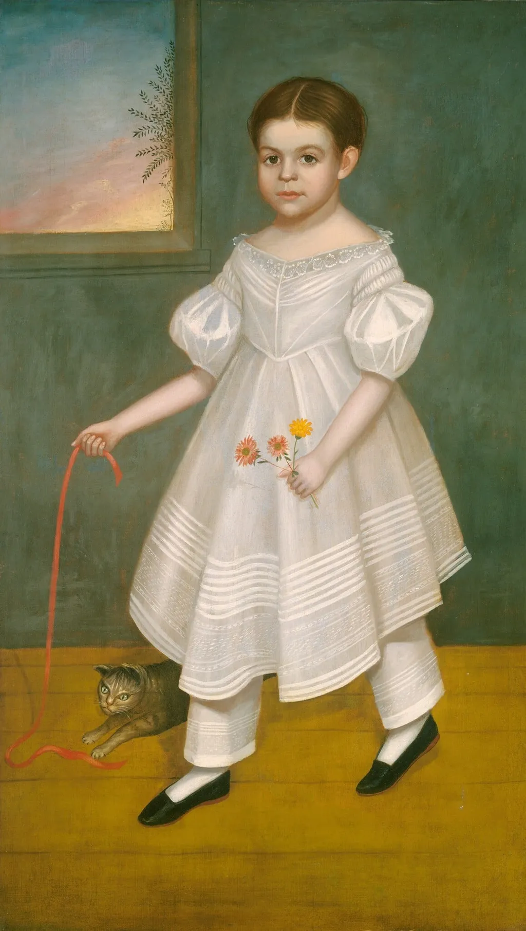 Girl with Kitten, by Joseph Goodhue Chandler, oil, 1837