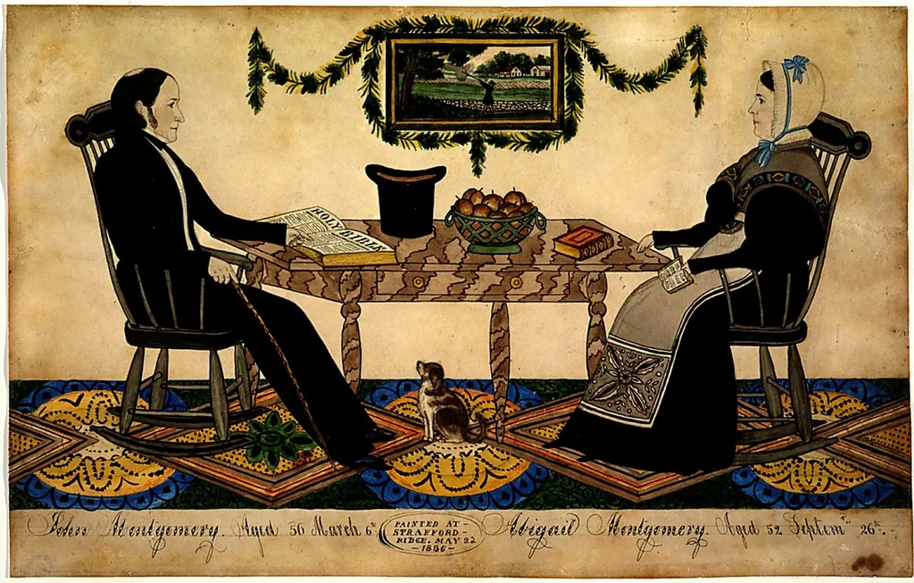 John and Abigail Montgomery, by Joseph H. Davis, ink, 1836