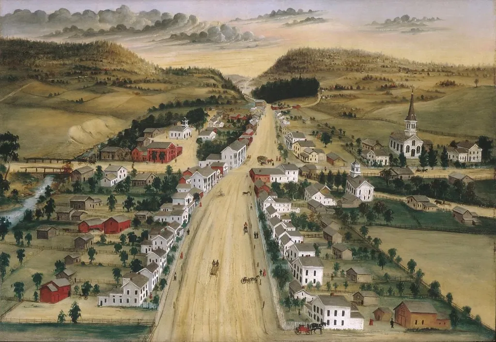 View of Poestenkill, New York, by Joseph H. Hidley, oil, 1870