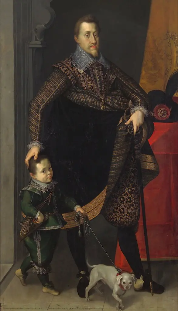 Emperor Ferdinand II (1578-1637) in Full Figure with a Court Dwarf, by Joseph Heintz the Elder