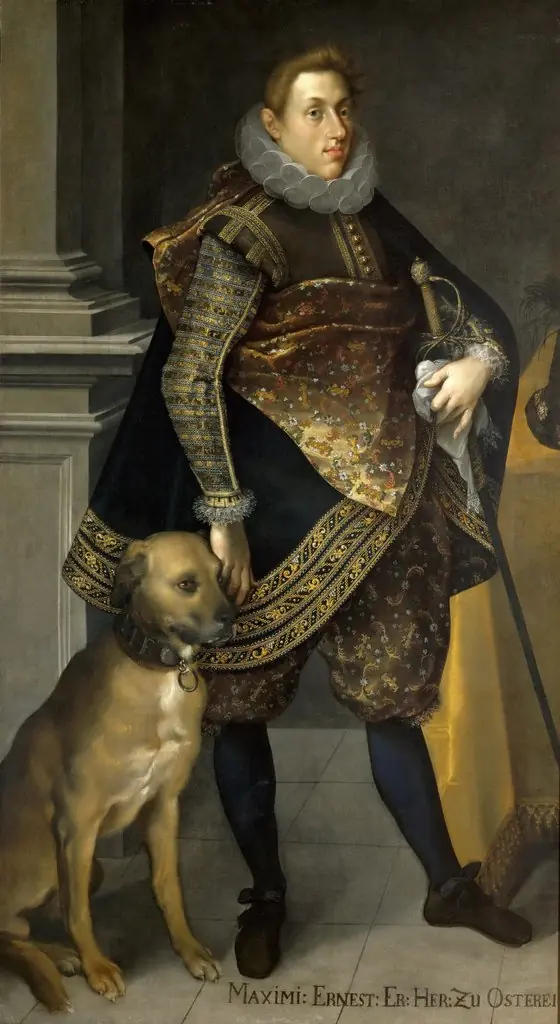 Erzherzog Maximilian Ernst (1583-1616) mit Jagdhund, by Joseph Heintz the Elder
