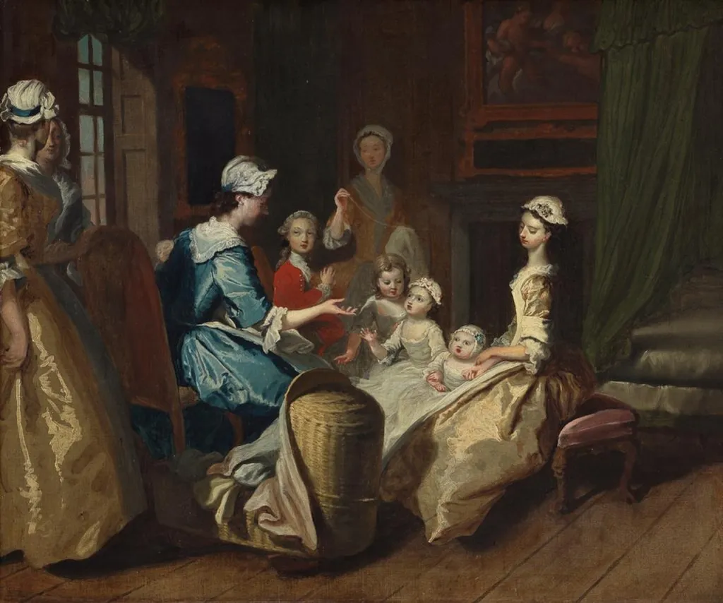 Pamela tells a nursery tale, by Joseph Highmore, oil, 1744