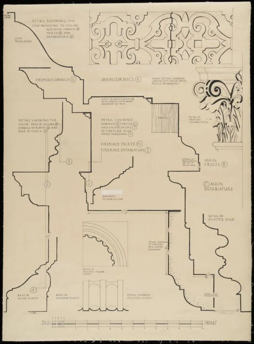 Details of mouldings, etc., by Joseph Jago, 1932