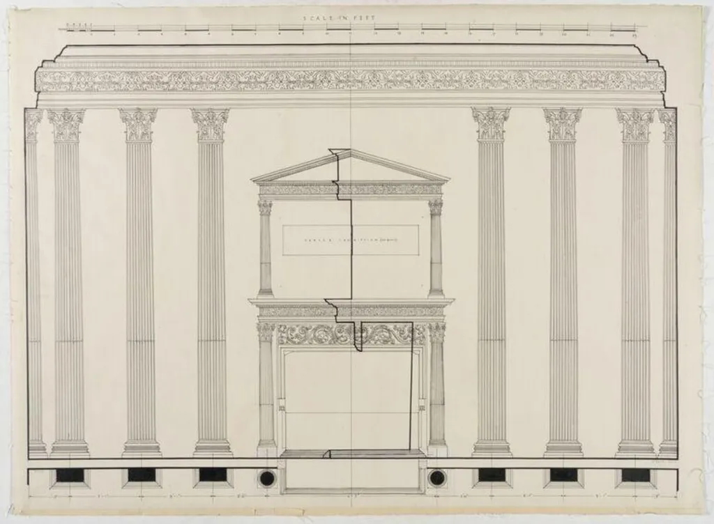 Elevation of wall showing mantelpiece., by Joseph Jago, 1932
