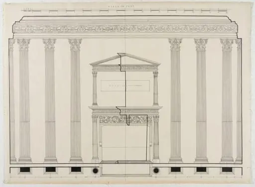 Elevation of wall showing mantelpiece., by Joseph Jago