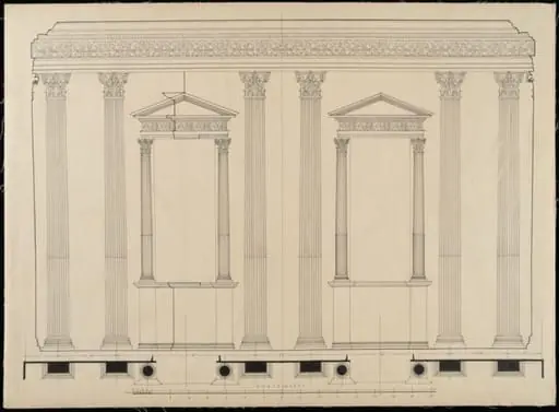 Elevation of wall showing windows., by Joseph Jago