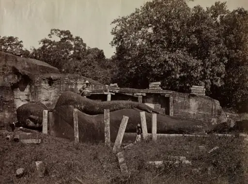 The Paranirvana of Buddha, Gal Vihara, Polonnaruva, Ceylon, by Joseph Lawton