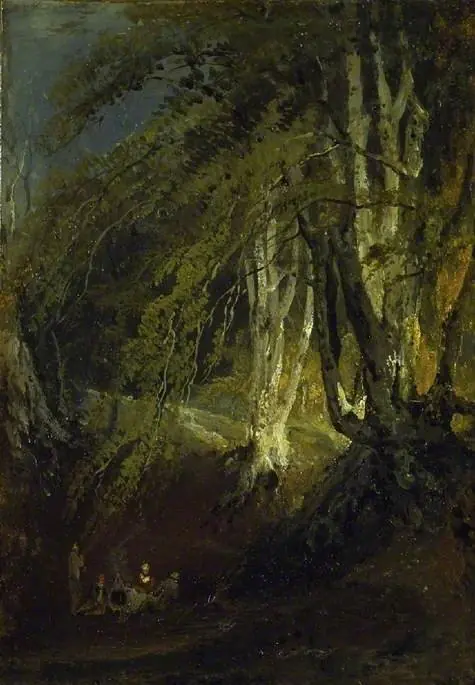 A Beech Wood with Gypsies round a Campfire, by Joseph Mallord William Turner