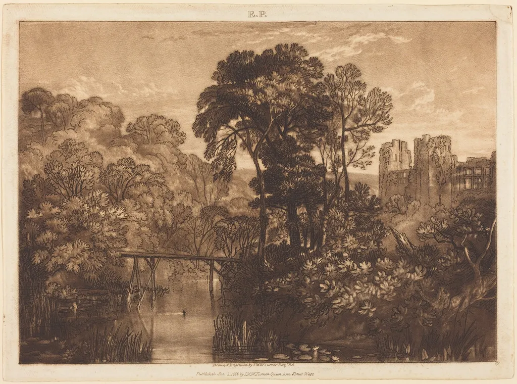 Berry Pomeroy Castle, by Joseph Mallord William Turner, ink, 1816