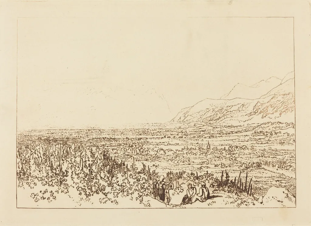 Chain of Alps from Grenoble to Chamberi, by Joseph Mallord William Turner, ink, 1812