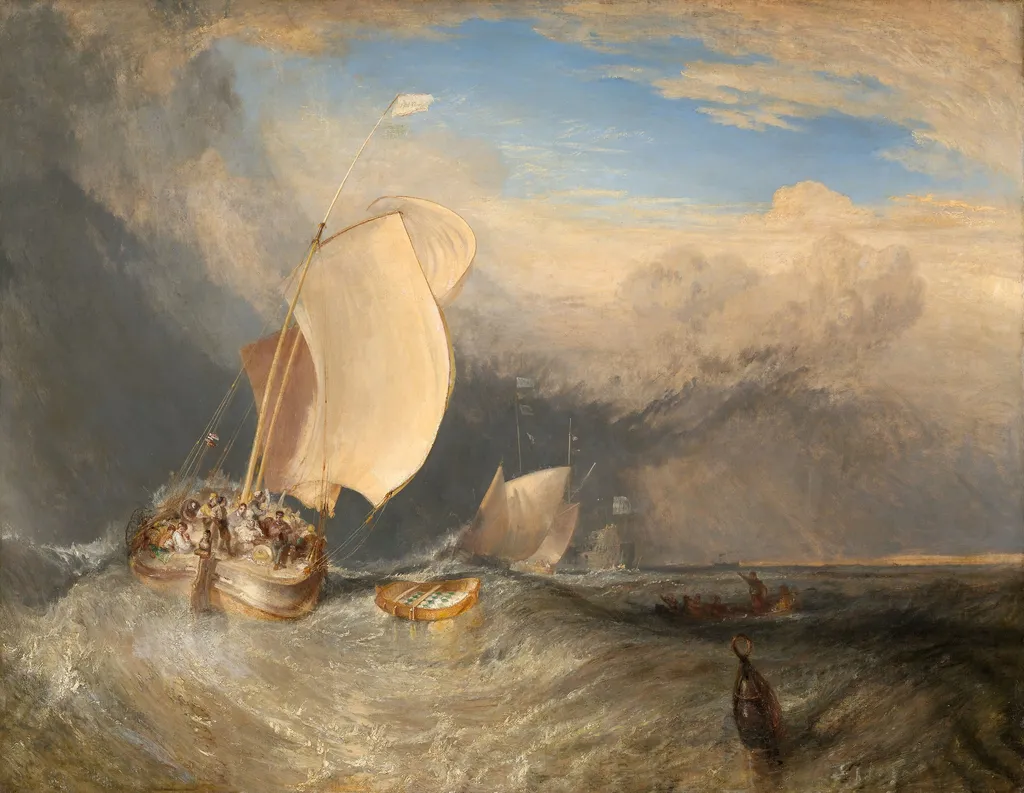 Fishing Boats with Hucksters Bargaining for Fish, by Joseph Mallord William Turner, oil, 1837