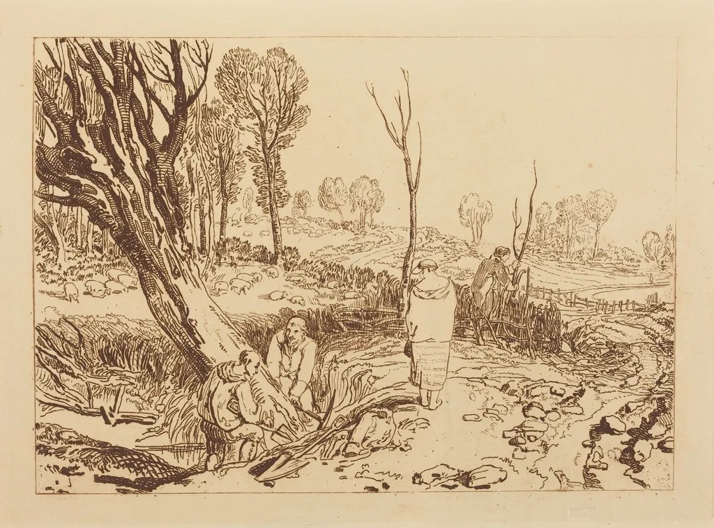 Hedging and Ditching, by Joseph Mallord William Turner, ink, 1812