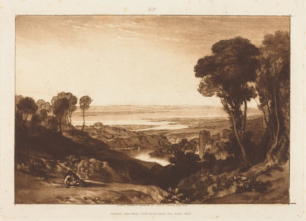 Junction of Severn and Wye, by Joseph Mallord William Turner, ink, 1811