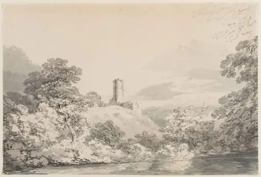 Landscape with tower on a rock, by Joseph Mallord William Turner