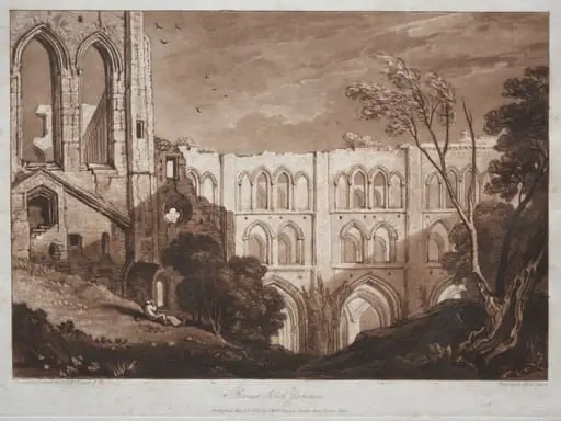 Liber Studiorum:  Rivaux Abbey, Yorkshire, by Joseph Mallord William Turner