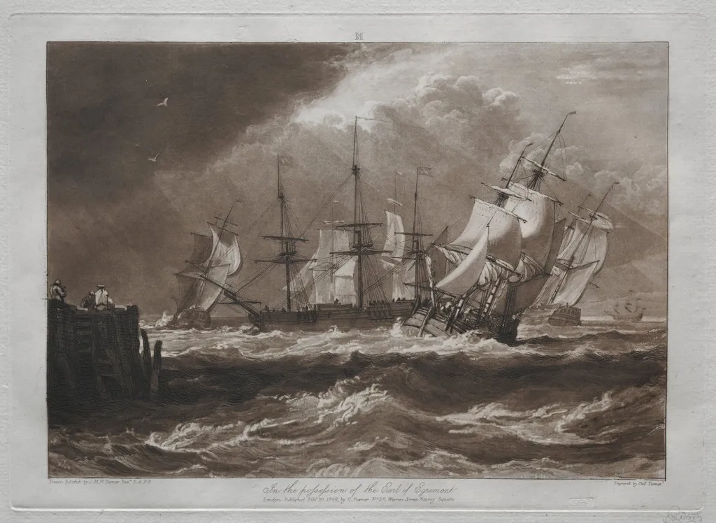 Liber Studiorum: Ships in a Breeze, by Joseph Mallord William Turner, 1823