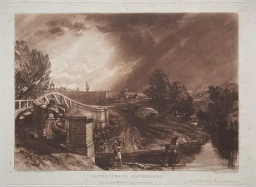 Liber Studiorum:  Watercress Gatherers, Rails Head, Ferry Bridge, Twickenham, by Joseph Mallord William Turner