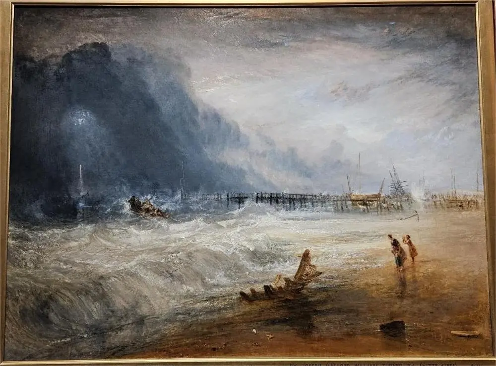Lifeboat and Manby Apparatus Going off to a Stranded Vessel Making the Signal (Blue Lights) of Distress, by Joseph Mallord William Turner