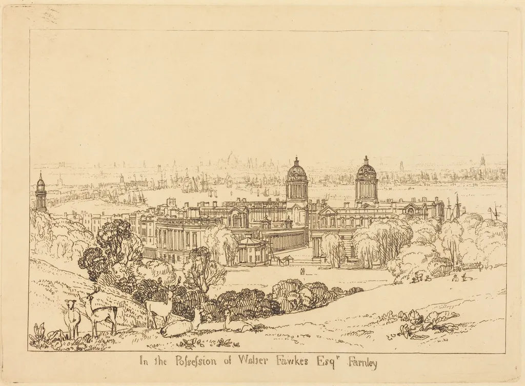 London from Greenwich, by Joseph Mallord William Turner, ink, 1811