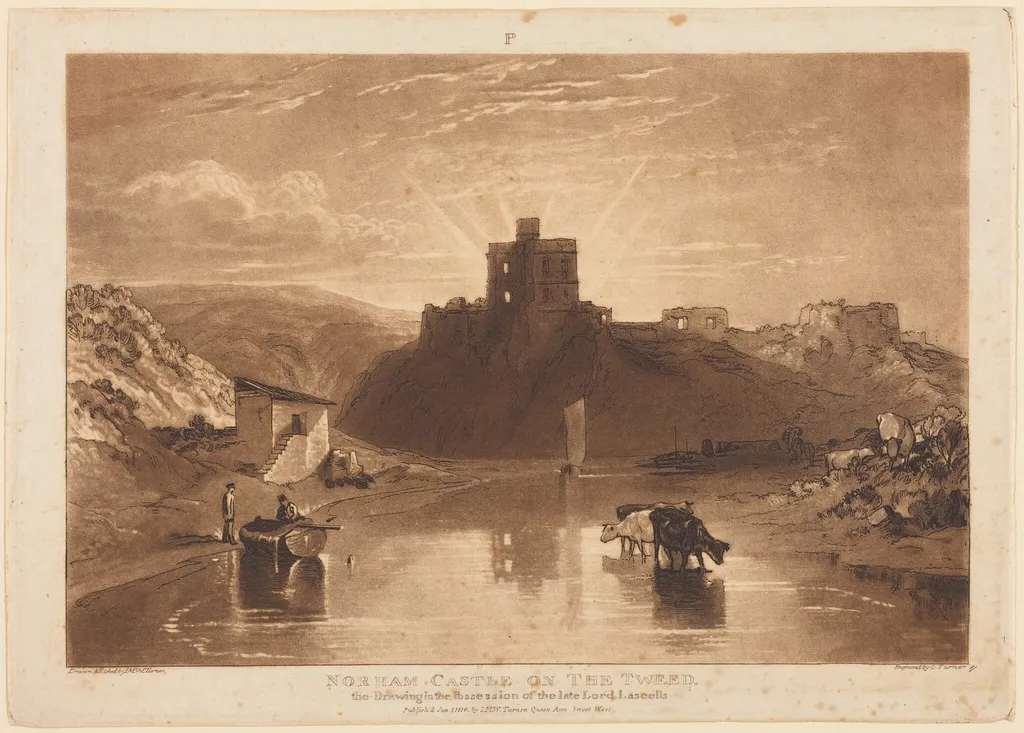 Norham Castle, by Joseph Mallord William Turner, ink, 1816