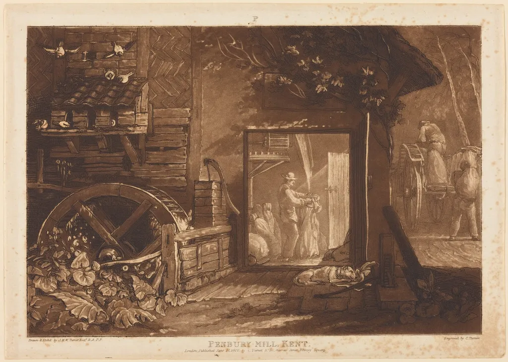 Pembury Mill, Kent, by Joseph Mallord William Turner, ink, 1808