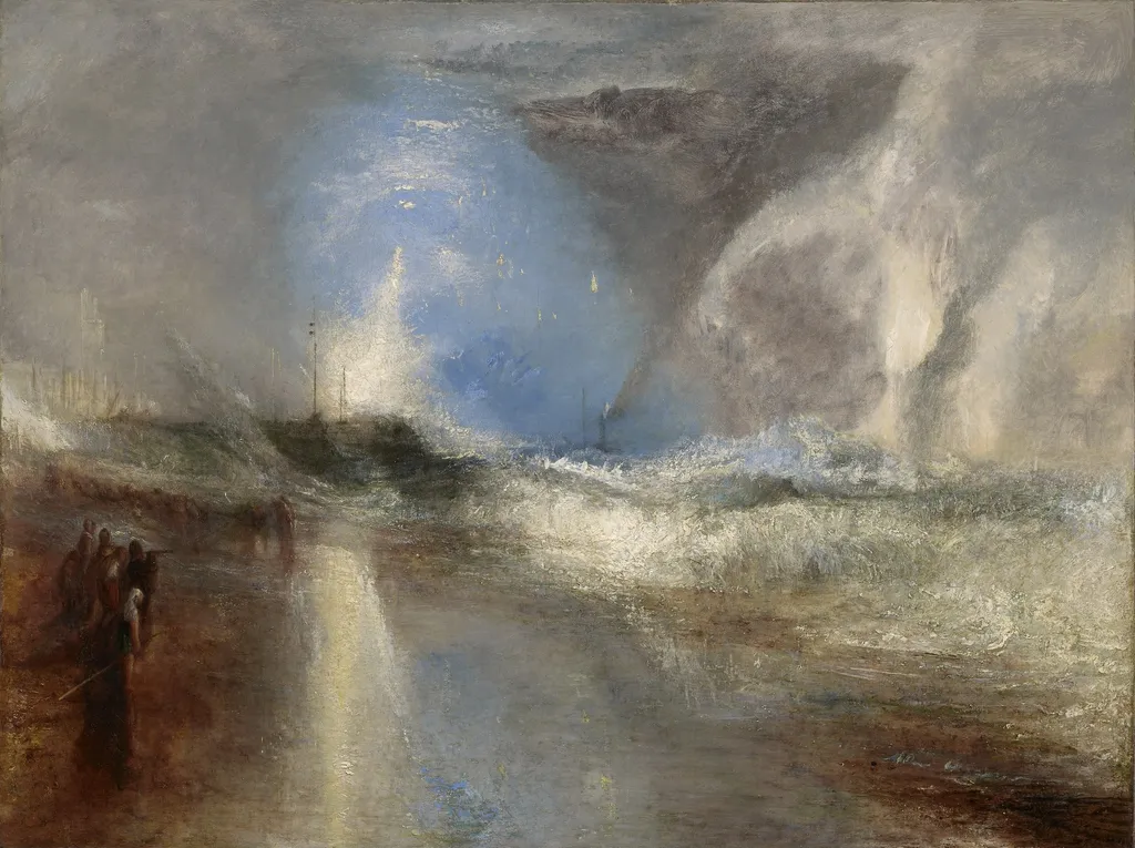 Rockets and Blue Lights (Close at Hand) to Warn Steamboats of Shoal, by Joseph Mallord William Turner, oil, 1840