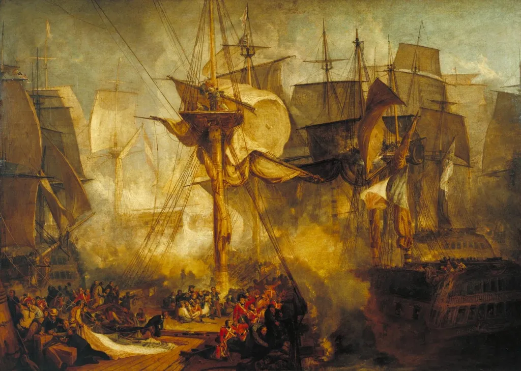 The Battle of Trafalgar (1806), by Joseph Mallord William Turner, oil, 1806