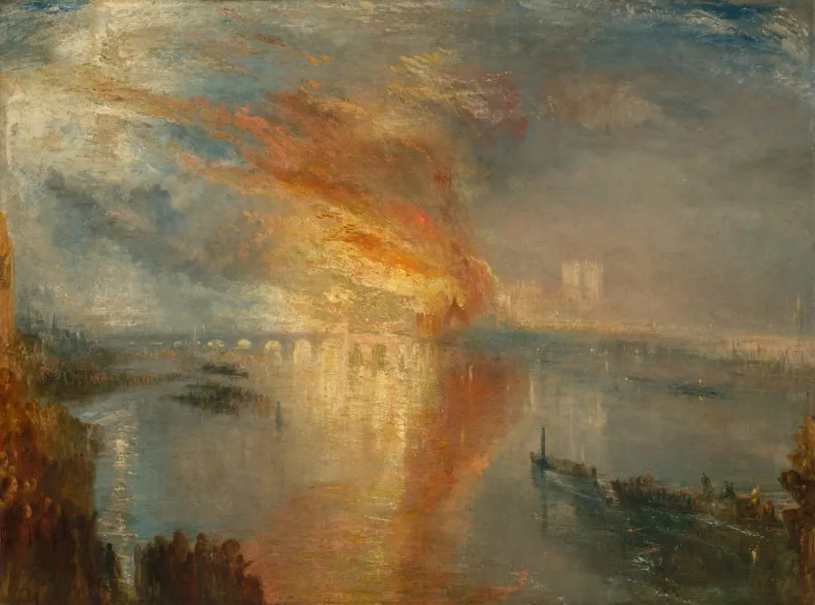 The Burning of the Houses of Lords and Commons, 16 October 1834, by Joseph Mallord William Turner, unspecified, 1835